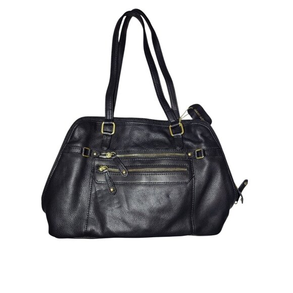 Great American Leather Works Black Pebbled Shoulder/Handbag Zippered Medium NWOT - Picture 1 of 10